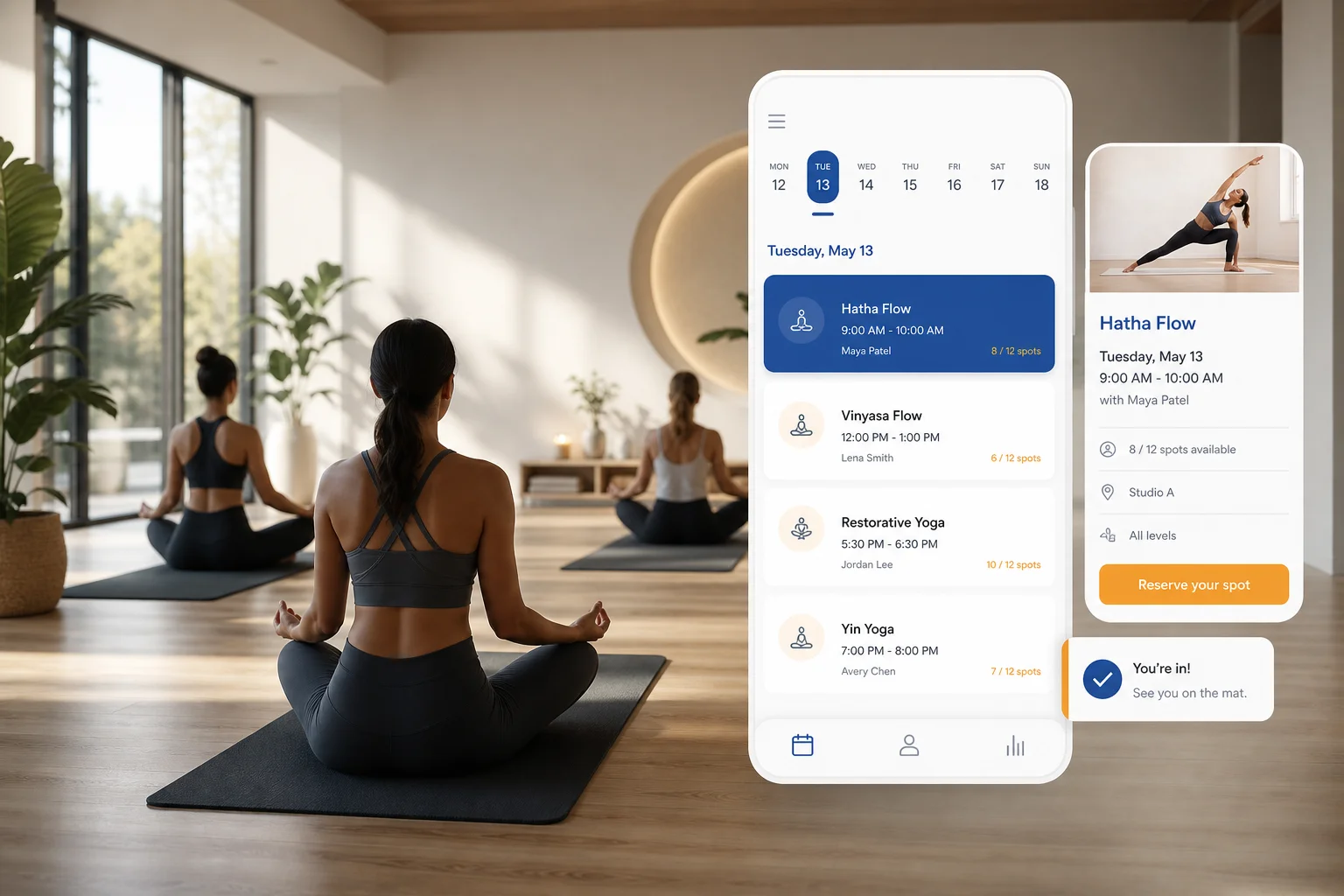 Một tuần lịch yoga — từ đặt lớp đến check-in